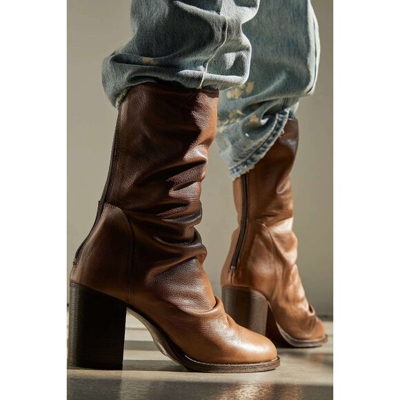 Free People Shoes - Free People - Elle - Block Heel Slouchy Leather Boot - Brand New!